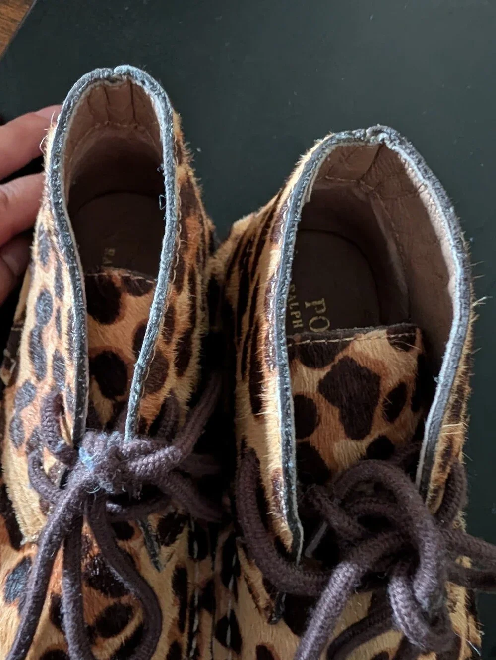 Ralph Lauren Leopard Print Lace-Up Boots - Brown